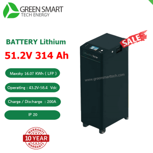 แบตเตอรี่โซล่าเซลล์ Battery Lithium 51.2 v 314Ah Lifepo4 Maxsky
