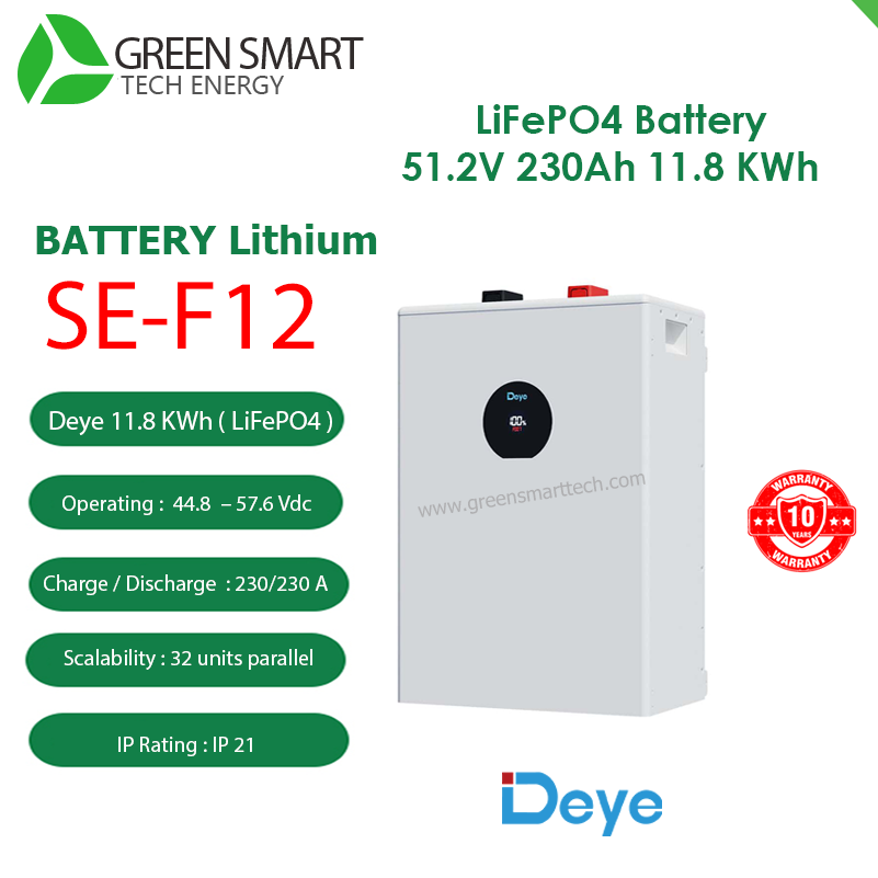 แบตเตอรี่โซล่าเซลล์ Battery Lithium 51.2V 230Ah DEYE SE-F12
