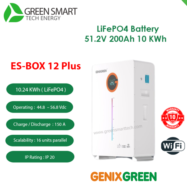 แบตเตอรี่โซล่าเซลล์ GenixGreen ES-BOX12 Plus 200A 51.2V