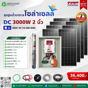 ชุดสูบน้ำบาดาลโซล่าเซลล์ DC TPP 3000W 2 นิ้ว